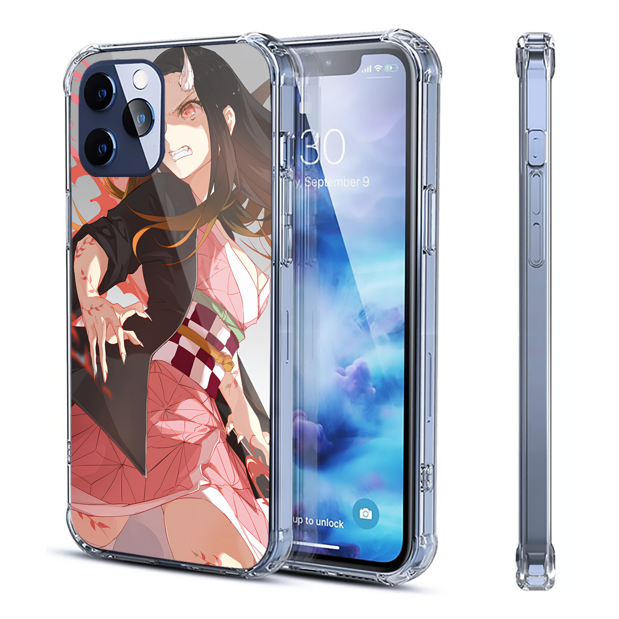 （画像用） 鬼滅の刃（きめつのやいば）竈門 禰󠄀豆子／かまど ねずこ Kamado Nezuko 【iPhone 12シリーズ対応】透明スマホケース（クリアソフトケース）